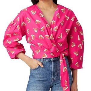 Color Me Courtney Summer Emily Watermelon
Print Wrap Blouse Womens size XS
